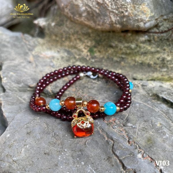Vòng Tay Đá Garnet Đỏ Tăng Cường Sức Khỏe